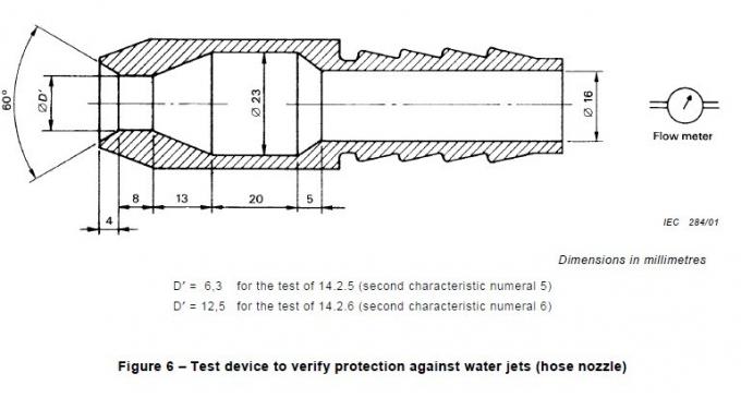 L'eau tenue dans la main Jet Nozzles Dia d'équipement de test de protection d'entrée d'IEC60529 IPX5 IPX6 6.3mm/12.5mm 0