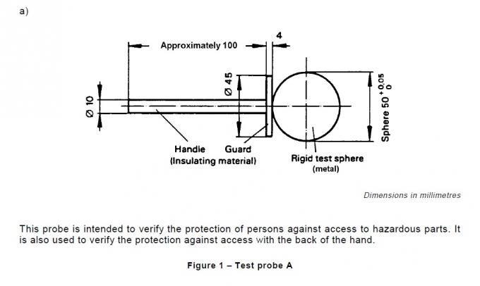 50N équipement de test 0 de protection d'entrée du CEI 60529 IP1X