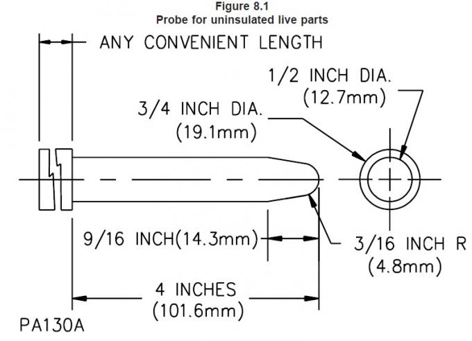 L'UL UL507-2006 a articulé la sonde de doigt pour Live Parts non isolé 0