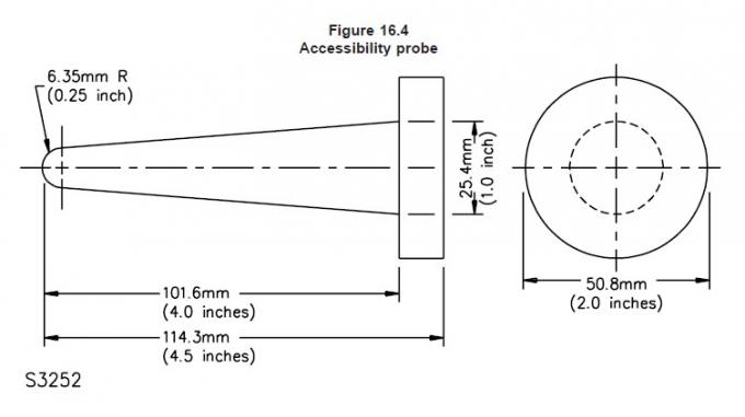 Les pièces mobiles dangereuses de sonde de doigt d'essai sondent UL1310 Fig.16.4 0