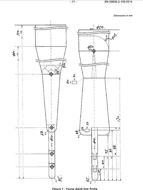Sonde de doigt d'essai de la figure 1 d'en 50636, sonde en nylon 1 d'acier inoxydable de poignée de jeune sonde adulte de bras